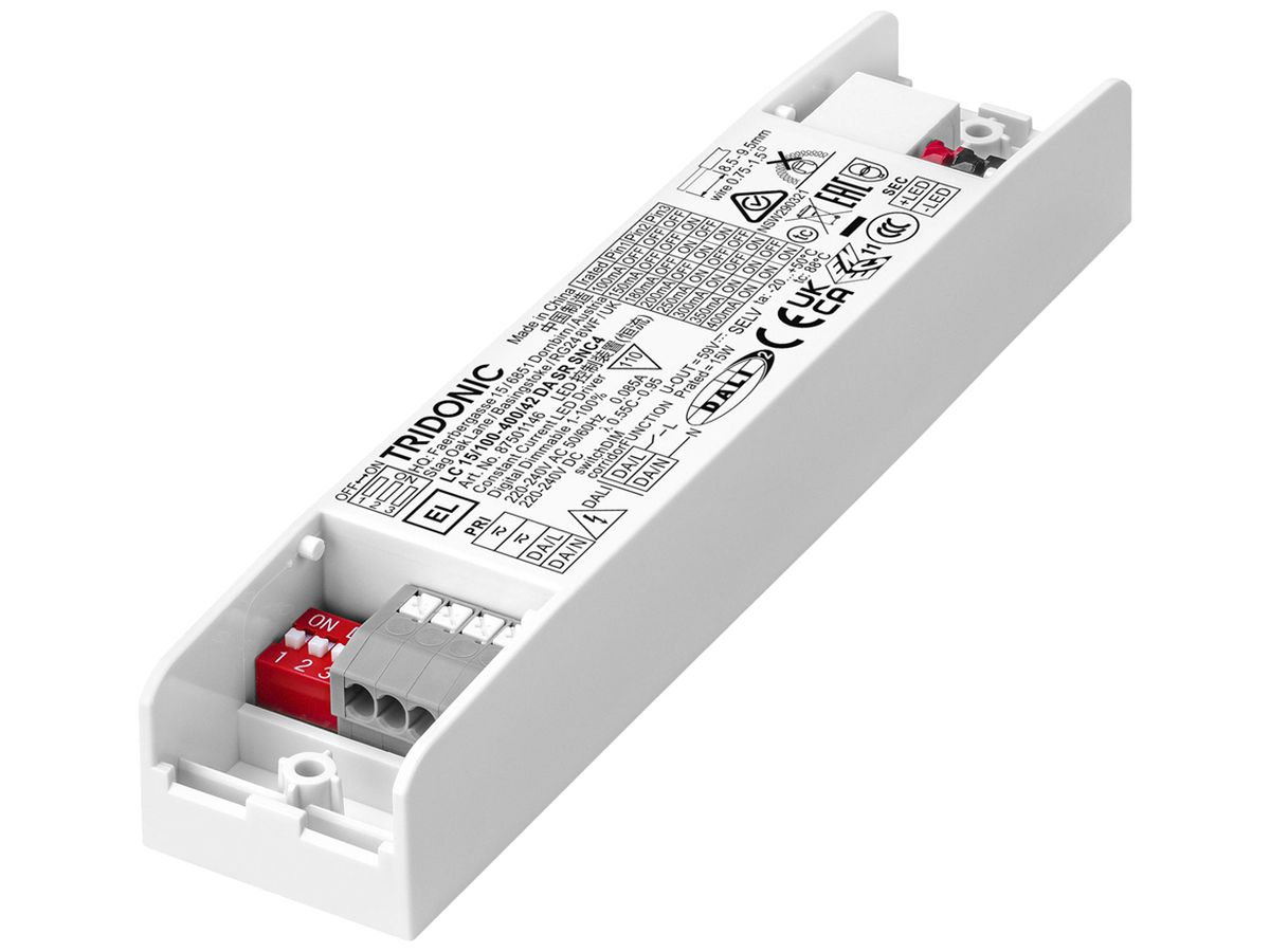 LED-Betriebsgerät Tridonic LC 1…15W 59V 100…400mA DALI 144×30×21mm