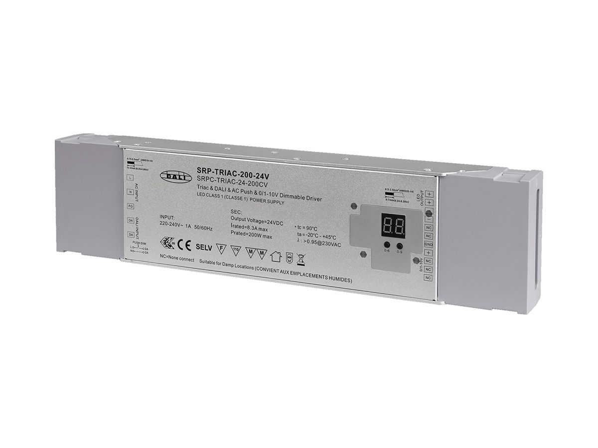 LED-Betriebsgerät SUNRICHER SRPC-TRIAC-24-200CV 0…200W 24V 0…8300mA 0-10V DALI