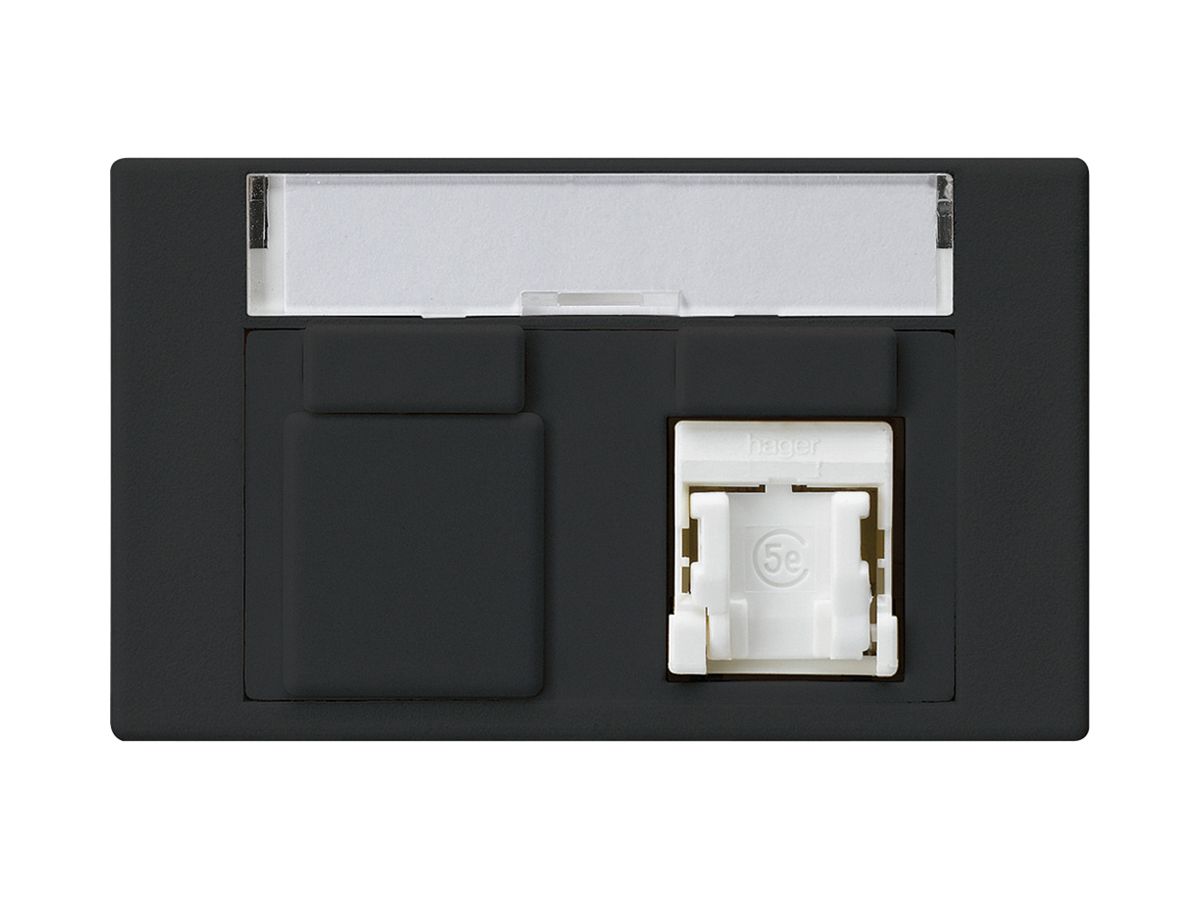FLF-Steckdose Hager Kat.5E 1RJ45/u schwarz