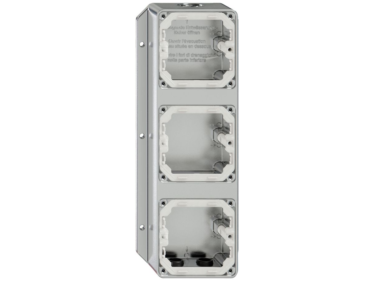 AP-Kopfzeile Feller ELEMENT 3×1 Aluminium 2 Einführungen
