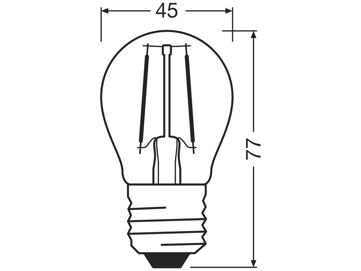 LED-Lampe LEDVANCE CLAS P E27 2.5W 250lm 2700K Ø45×77mm klar