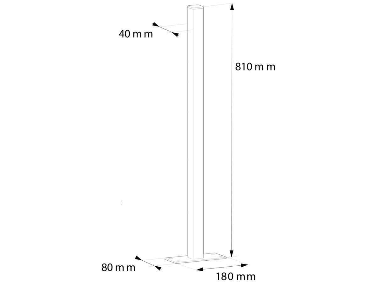 Signalisationssäule Hager witty rechteckig 809×180×80mm Stahl schwarz
