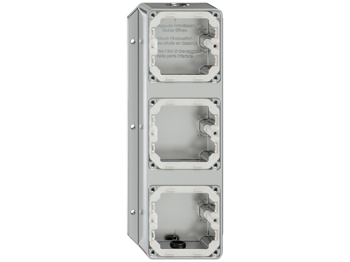 AP-Gehäuse ELEMENT 3-fach 293×111mm 2 Einführungen aluminium