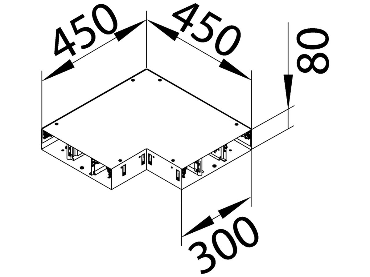 Flachwinkel tehalit BKG Unterteil Innen-/Ausseneck für Bodenkanal 300×450×80mm