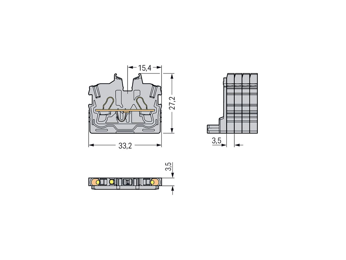 Durchgangsklemme WAGO TOPJOB-S 2050 1mm² 2L 13.5A 500V ohne Rastfuss blau