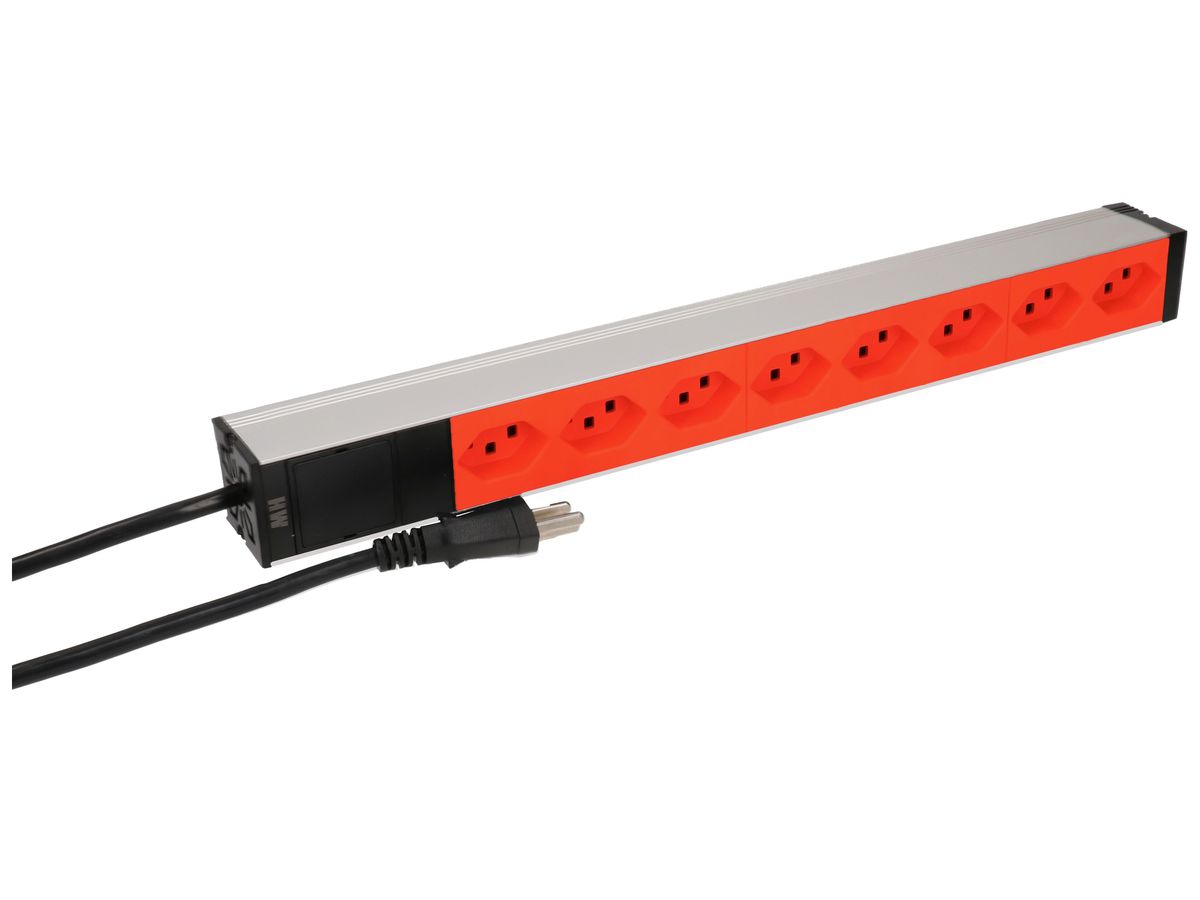 Steckdosenleiste 19" MAX HAURI SPLIT 8×T23 3m 1HE orange/aluminium