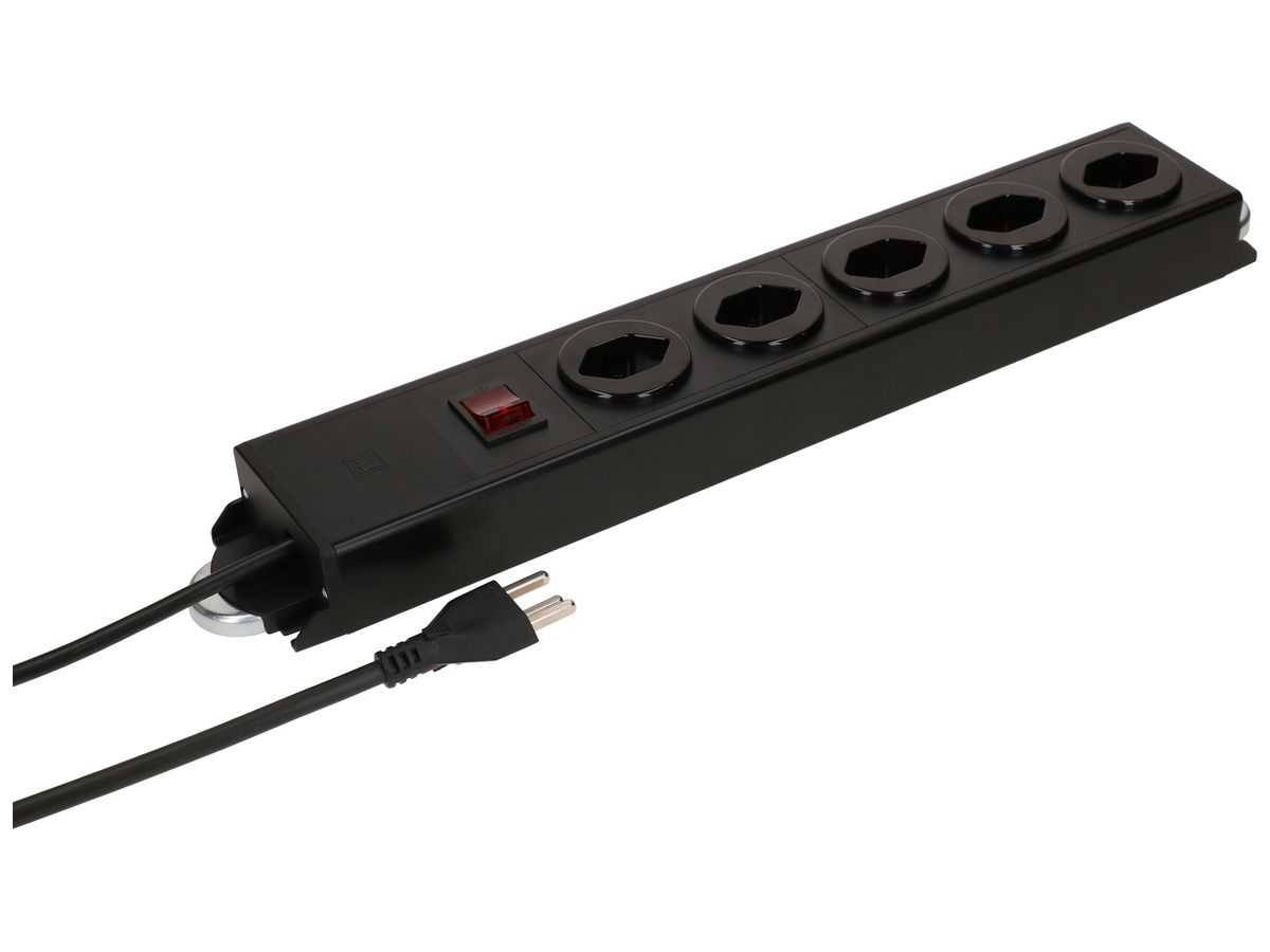 Steckdosenleiste MH POWER LINE 16A Schalter 5×T23 1.5m schwarz-schwarz 2×Magnet