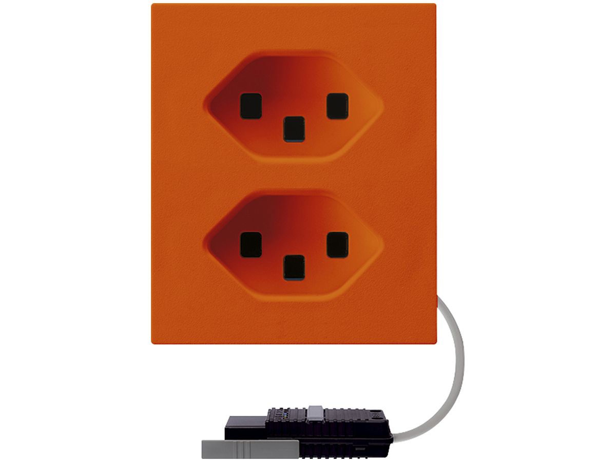 FLF-Steckdose Hager 2×Typ 23 mit Rundkabel-Dose L3 D orange