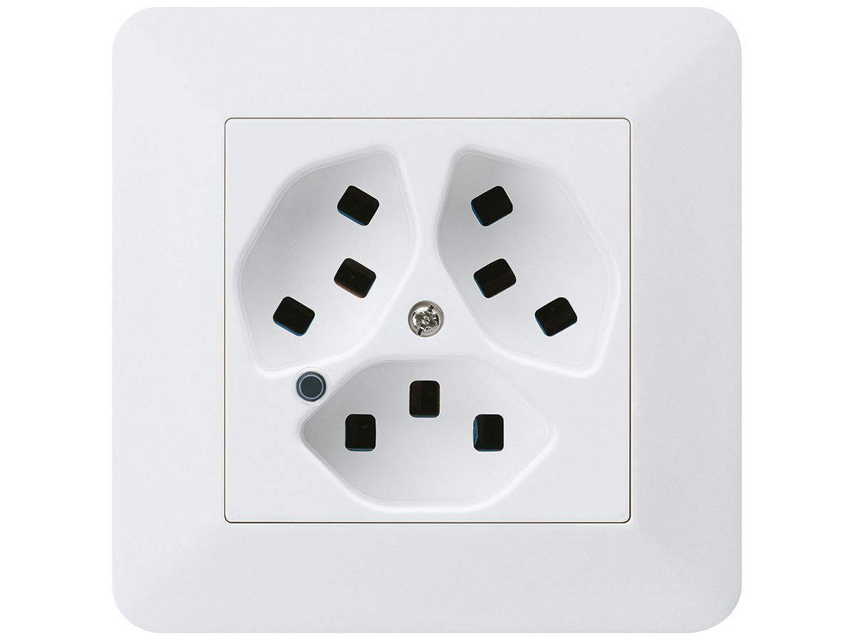 UP-Steckdose Hager kallysto.trend 3×T23 beleuchtet C ultraweiss