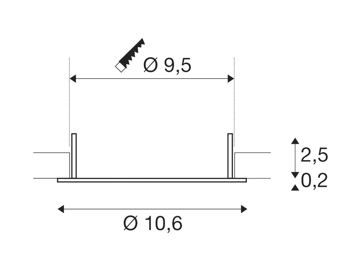 Einbaurahmen SLV DOWNLIGHT100 Kunststoff Ø106mm schwarz