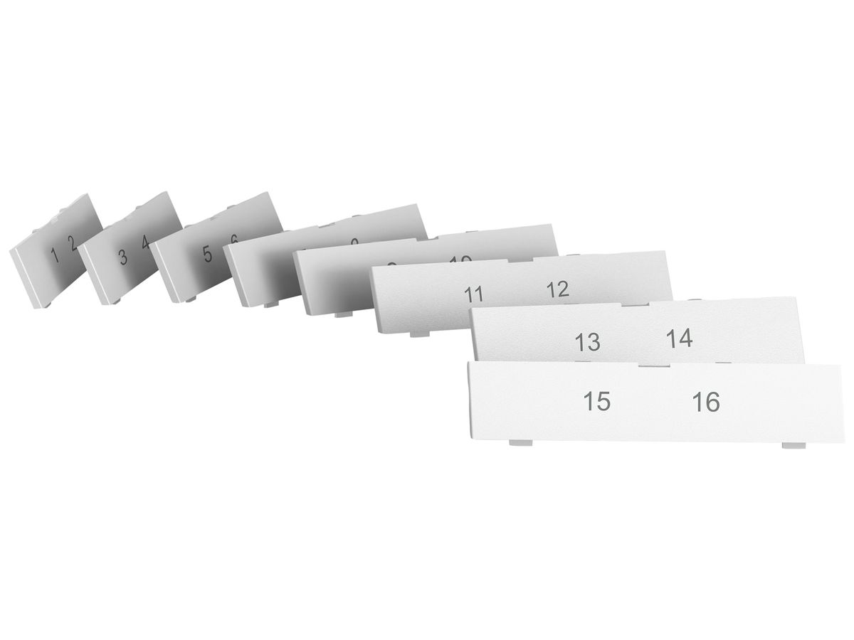 Bezeichnungsschild EDIZIO.liv SNAPFIX® Set f.Schrägauslass Beschr.1…16 ws