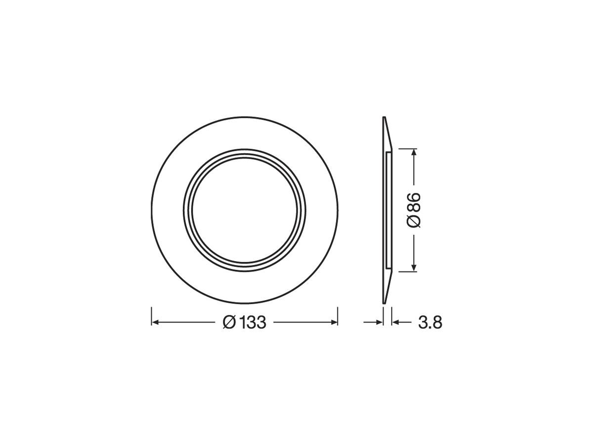 Abdeckring LEDVANCE für Einbauspot EB-Ø68mm, Stahl Ø133mm schwarz