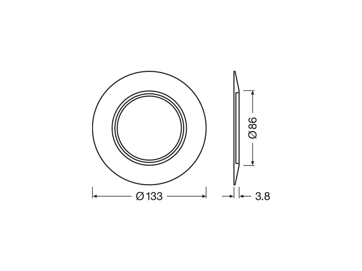 Abdeckring LEDVANCE für Einbauspot EB-Ø68mm, Stahl Ø133mm weiss