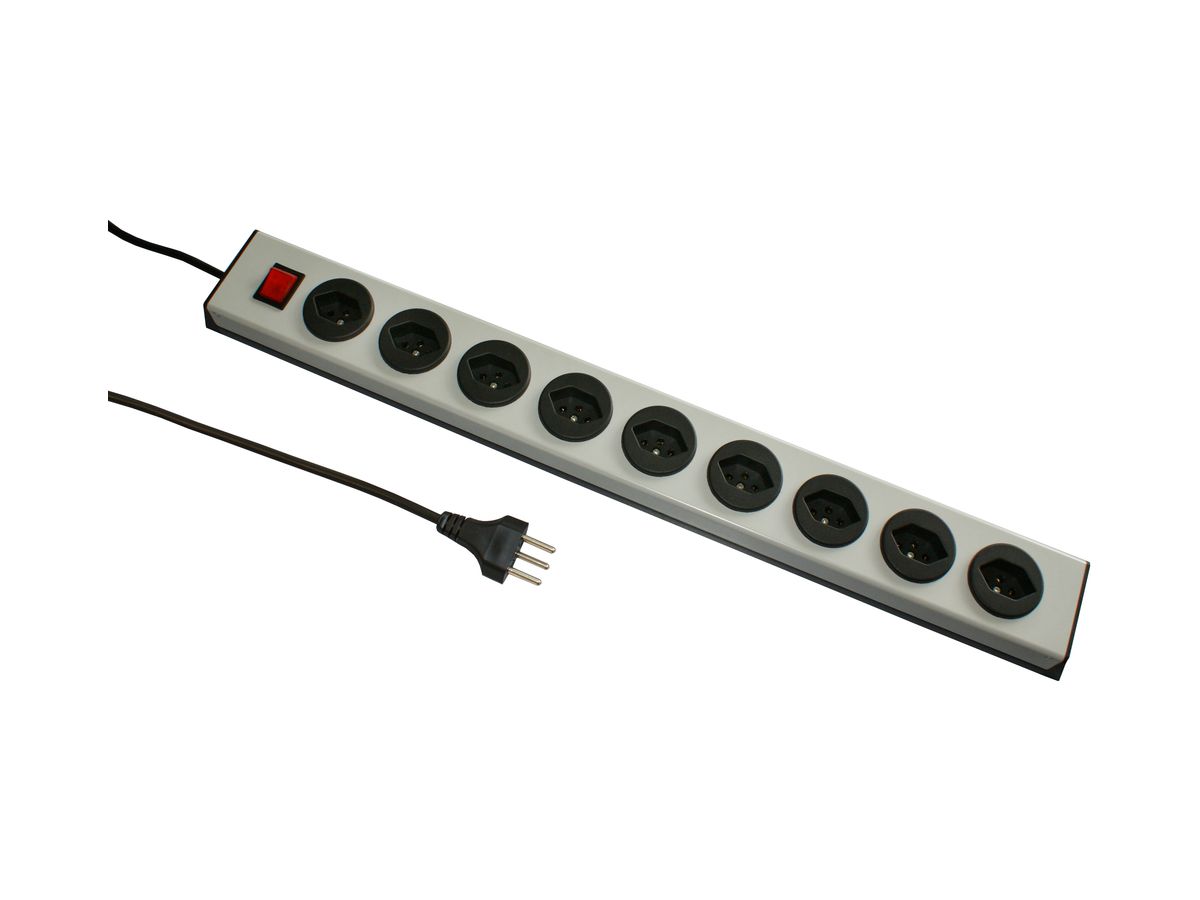 Steckdosenleiste MH 9×T13 PowerLine, Td 3×1mm², 1.5m, schwarz
