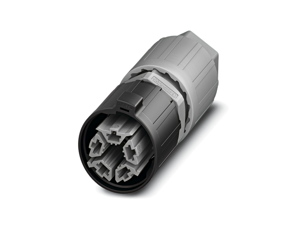 Steckverbinder QUICKON 4LPE 2.5mm² Ø6…11mm mit Mutter grau/schwarz