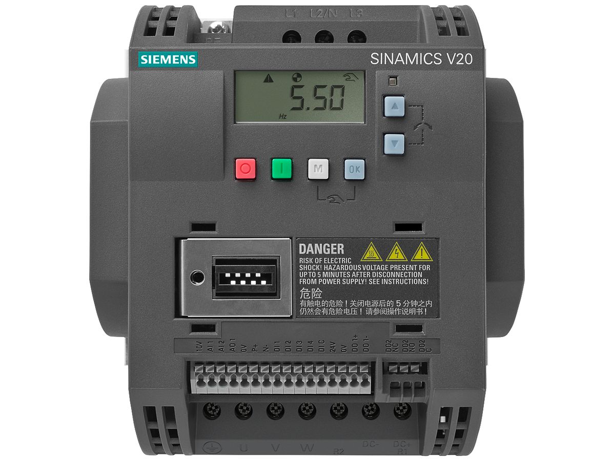 Frequenzumrichter Siemens SINAMICS V20 1.5kW 3AC Klasse A Modbus