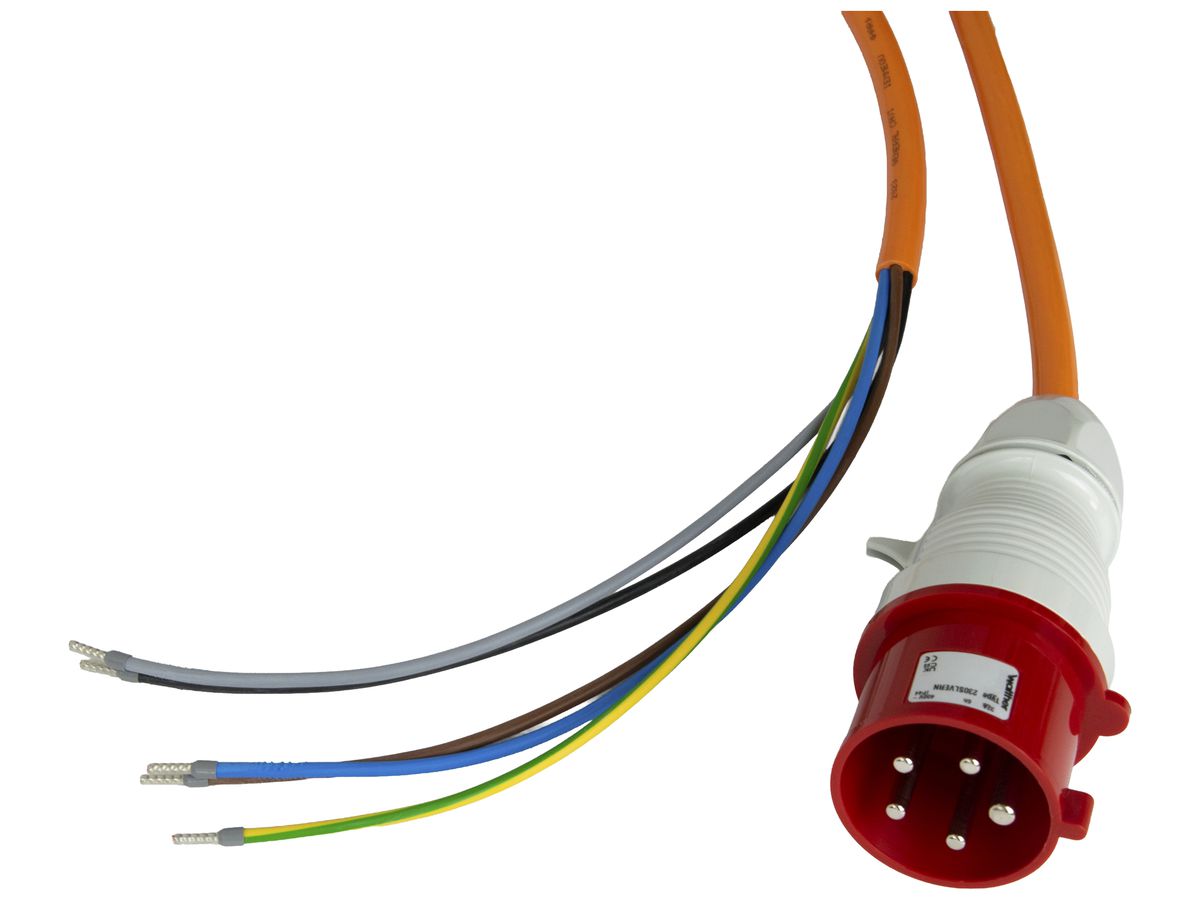 Anschlusskabel DEM PUR 16A 400V 5×4mm² CEE-Stecker 3m or