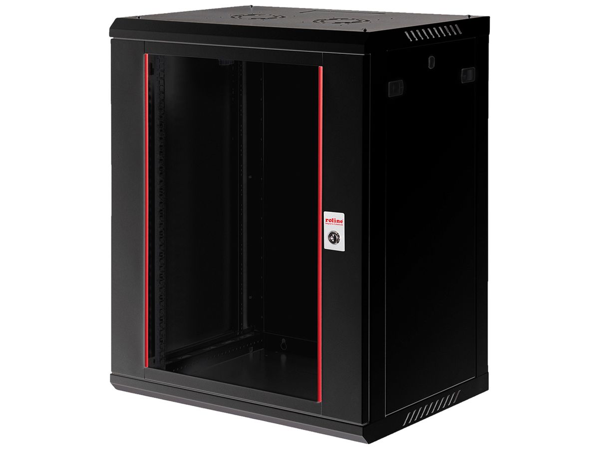 Wandgehäuse 19" ROLINE Basic Plus 600×912×450mm 18HE 1×Tür Stahl schwarz