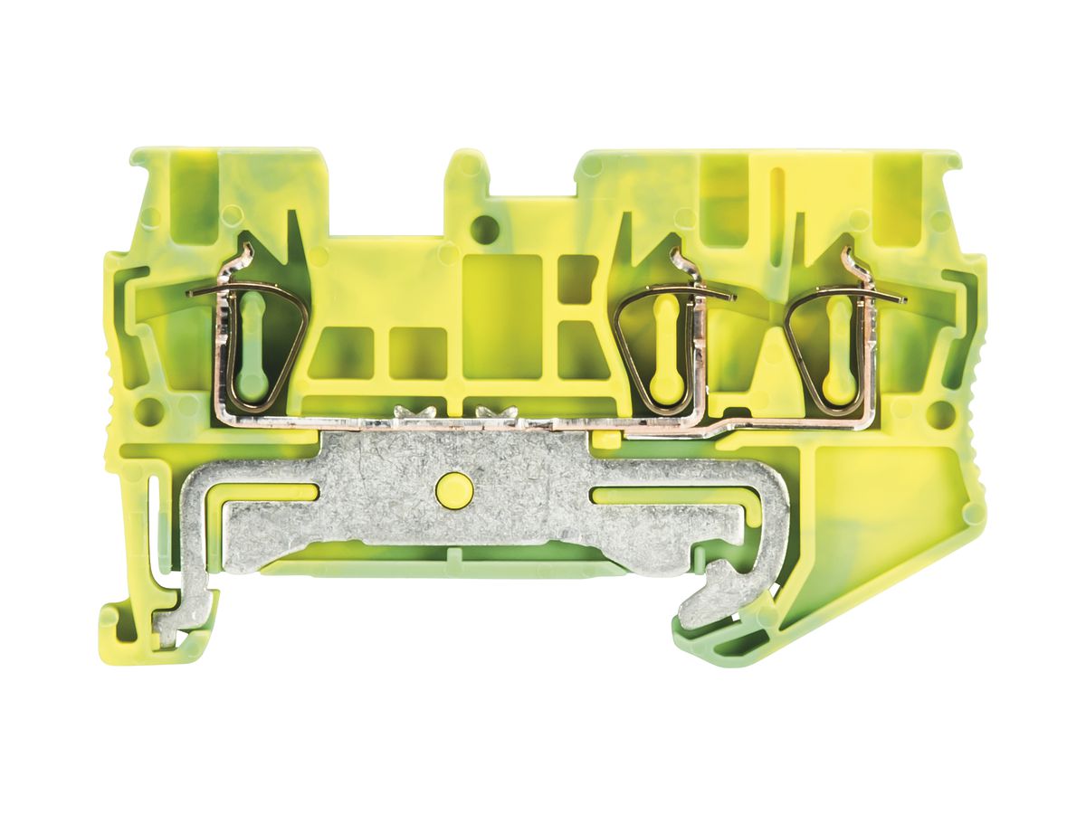 Schutzleiter-Reihenklemme WKF 0.08…1.5mm² 3×Federz.1 Etage Hutschiene TH35 gn/gb