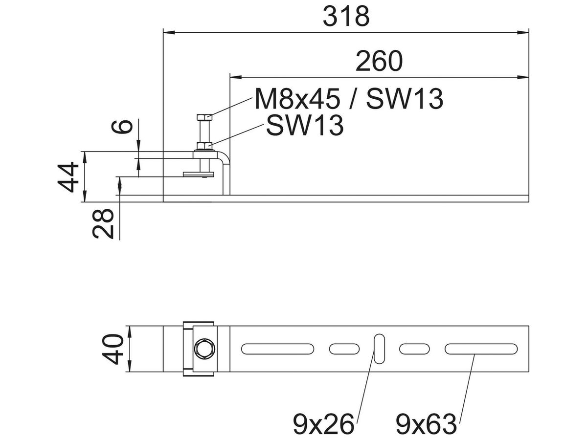 Befestigungsklammer Bettermann BFK W 250 A2 rost- und säurebeständiger Stahl