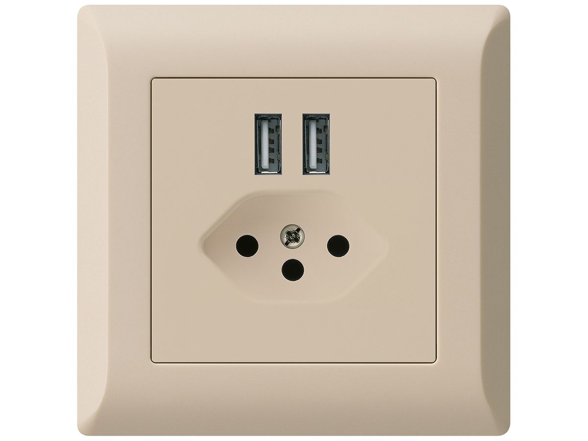 UP-Steckdose 2×USB & T13 kallysto.line 2400mA beige