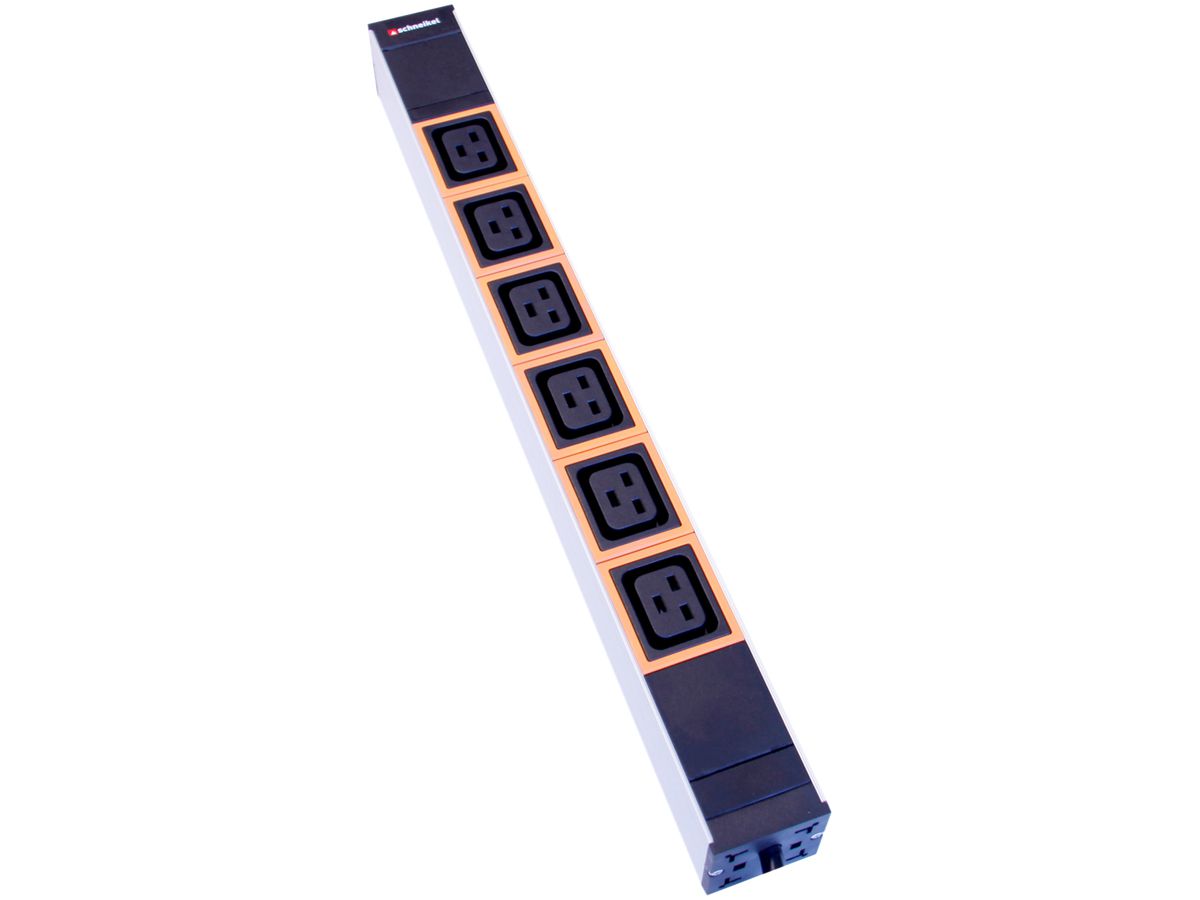 Steckdosenleiste 19" 1HE 6×C19 IEC320 Td3×1.5mm² 3m Stecker T23 orange/schwarz