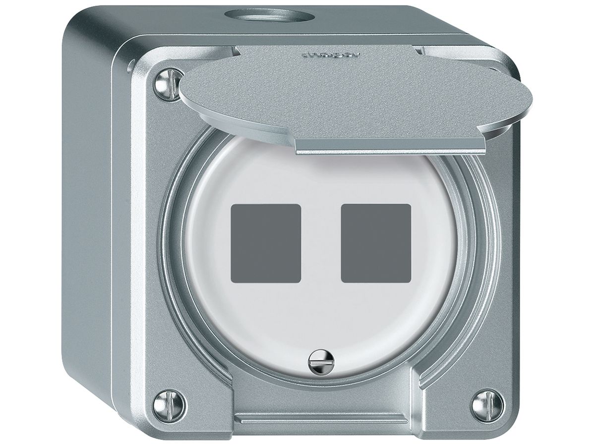 AP-Montageset robusto gerade für 2 Buchsen 86×86mm Aluminium