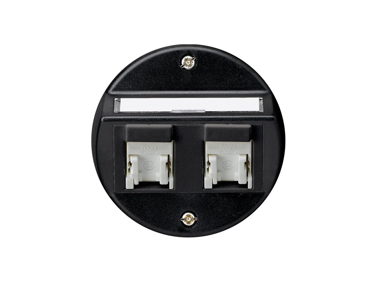 UP-Einsatz basico A Kat.5e 2×RJ45/u Schrägauslass schwarz