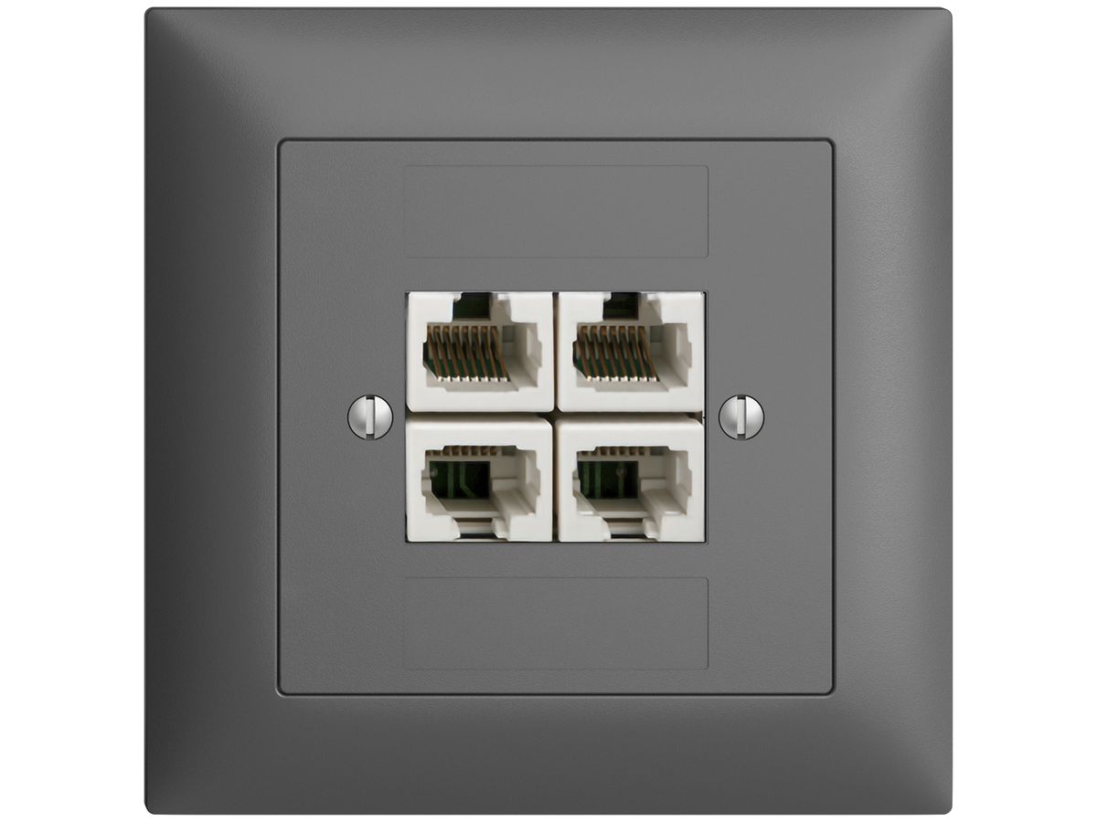 UP-Dose 4×RJ45/u 4P getr. EDIZIOdue dunkelgrau, ITplus