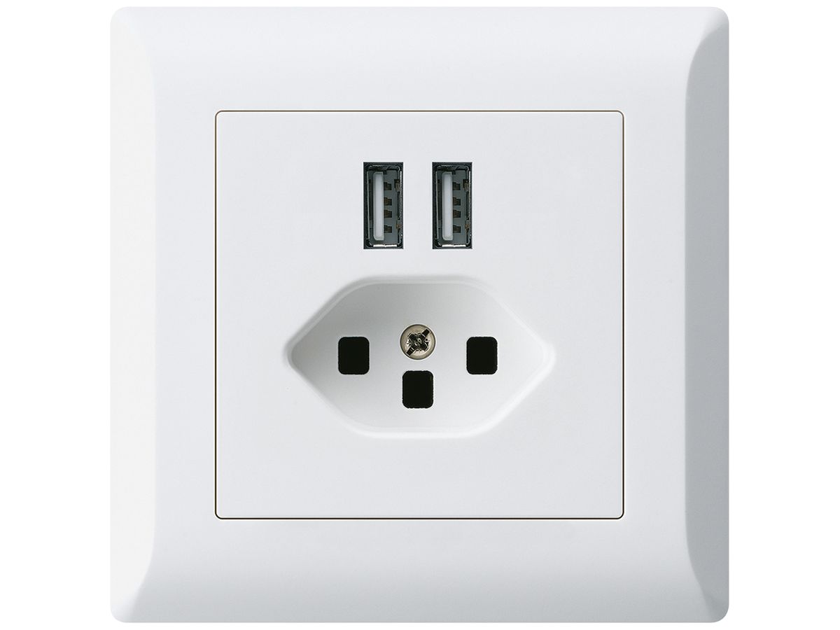UP-Steckdose 2×USB & T23 kallysto.line 2400mA weiss