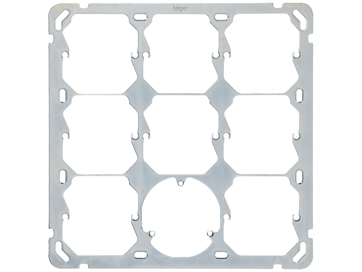 Befestigungsplatte HA Gr.3×3, vertical, 197×197mm, 7×52mm+3-Punkt+52mm, Stahl