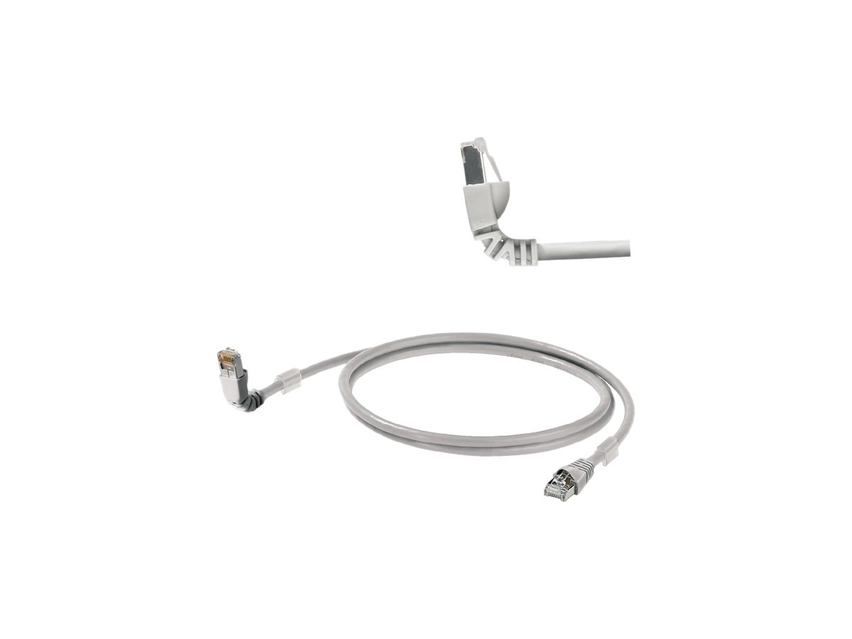 Patchkabel Weidmüller CabinetLine Kat.6A LSZH RJ45 gewinkelt 90°/RJ45 5m grau