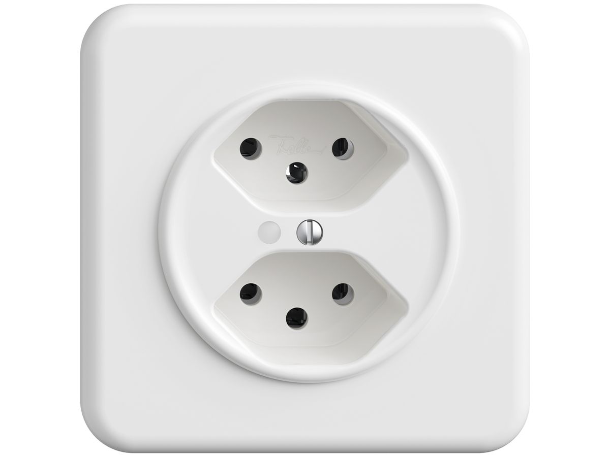 UP-Steckdose Sdue QMI, 2×Typ 13, mit LED, m.Abdeck-&Befestigungspl., weiss