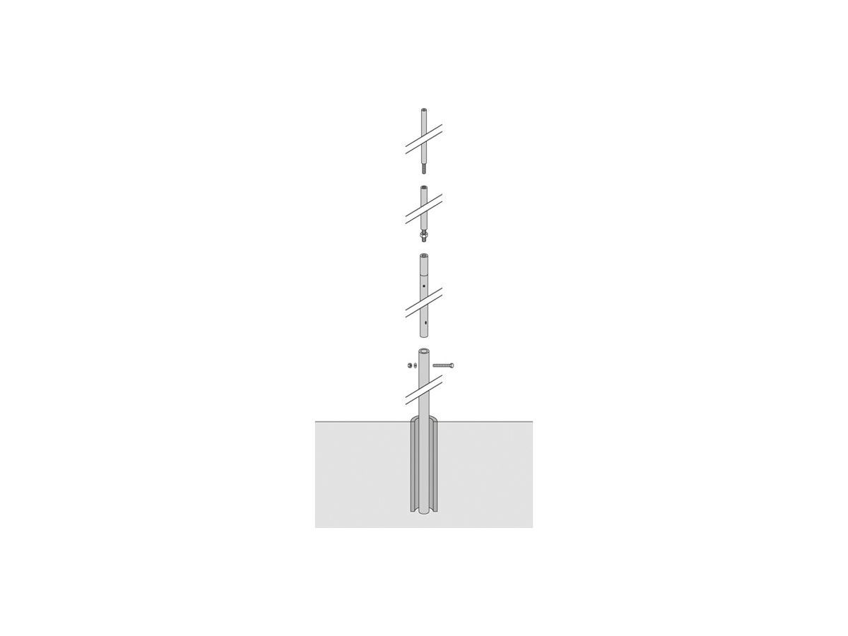 Fangmast Flury FL 85 freistehend, Aluminium, H=17500mm, Ø=150mm