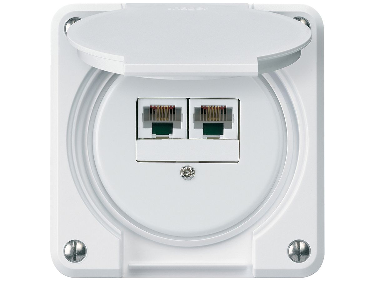 UP-Anschlussdose robusto IP55 weiss 2×RJ45/u parallel für Kombination