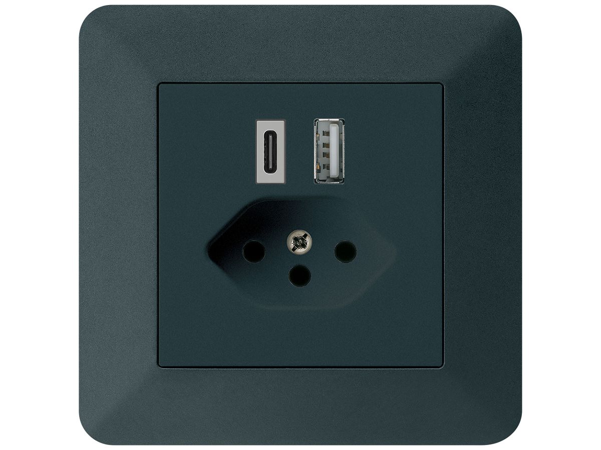 UP-USB-Ladesteckdose kallysto.trend 18W PD 1×Typ A 1×Typ C T13 schwarz