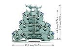 Dreistockklemme WAGO TOPJOB-S 2.5mm² 6 L grau mit Beschr.-Träger
