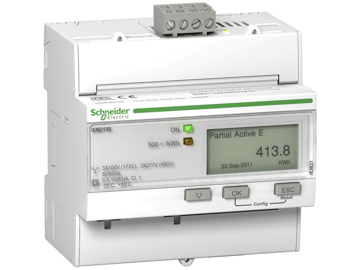 REG-Energiezähler Schneider Electric iEM3150 3P+N 63A Modbus