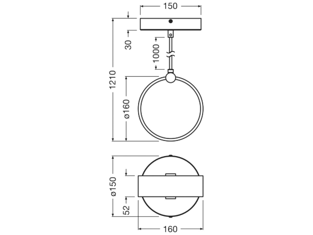 LED-Pendelleuchte LEDVANCE Decor Circle 8W 370lm 865 Ø160mm schwarz