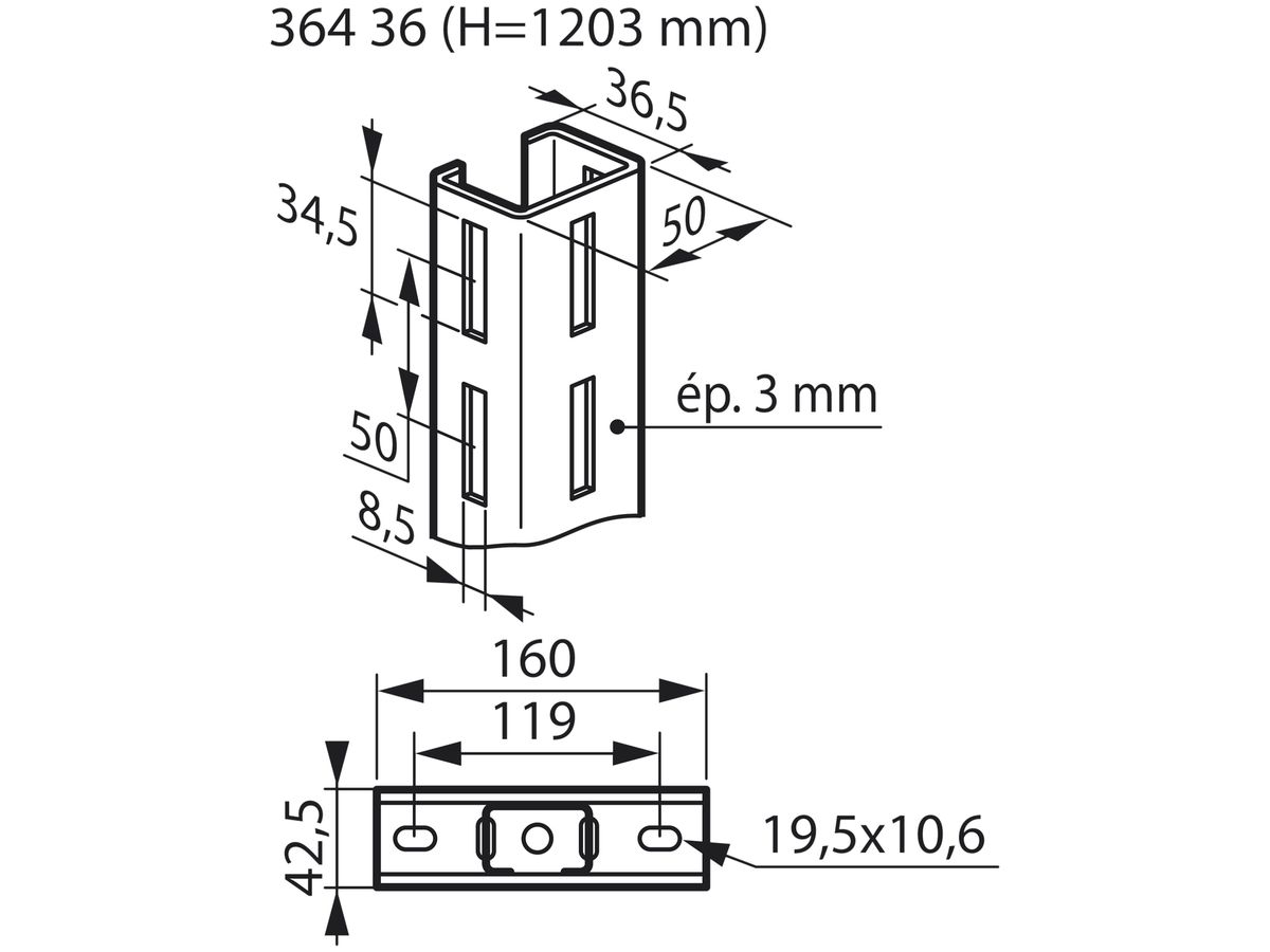 Konsole zu Kasten Legrand H=400…800mm