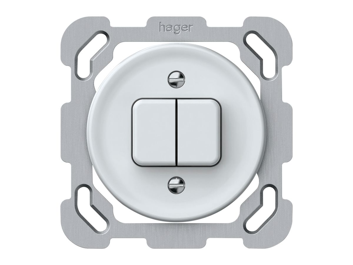 UP-Druckschalter origin Sch 3 + NO/NC 77×77mm weiss