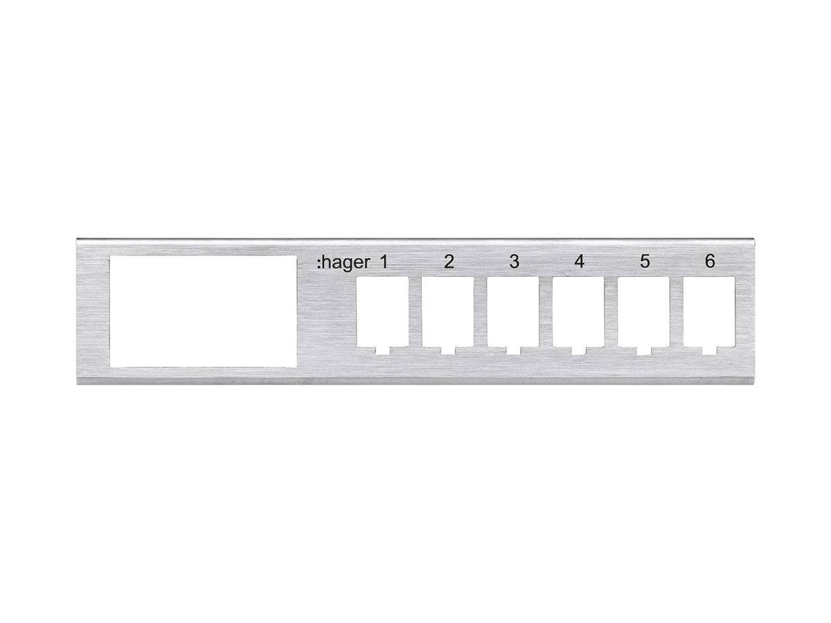 Erweiterungsmodul Hager HMS 6×RJ45 Keystone, FLF Gr.I, grau