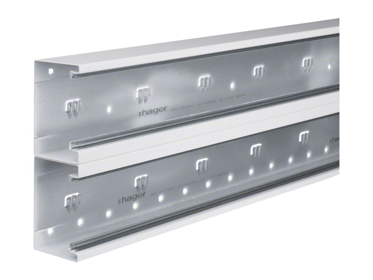 Brüstungskanal tehalit BRS 210×65×2000mm OT 2×80 Stahl verkehrsweiss