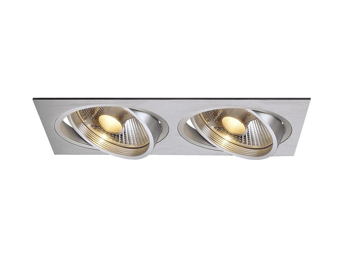 EB-Downlight SLV NEW TRIA, 2×GU10 75W eckig IP20 Aluminium gebürstet