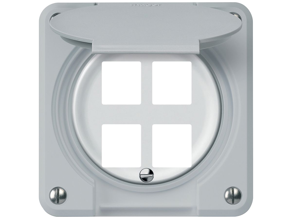 UP-Montageset robusto gerade für 4 Buchsen 86×86mm grau
