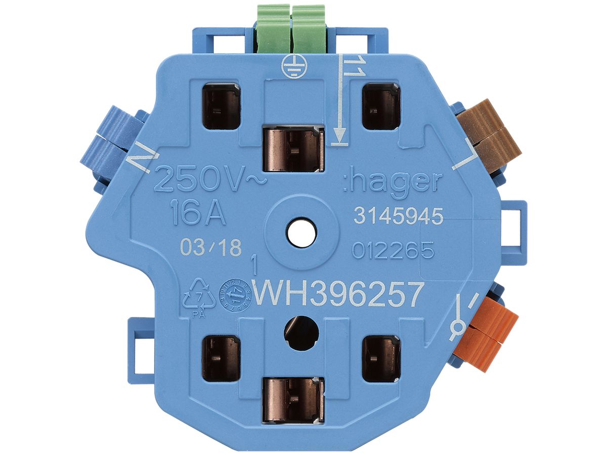 Einsatz zu Steckdose Hager, FLF 2×T13/23 1×S, E