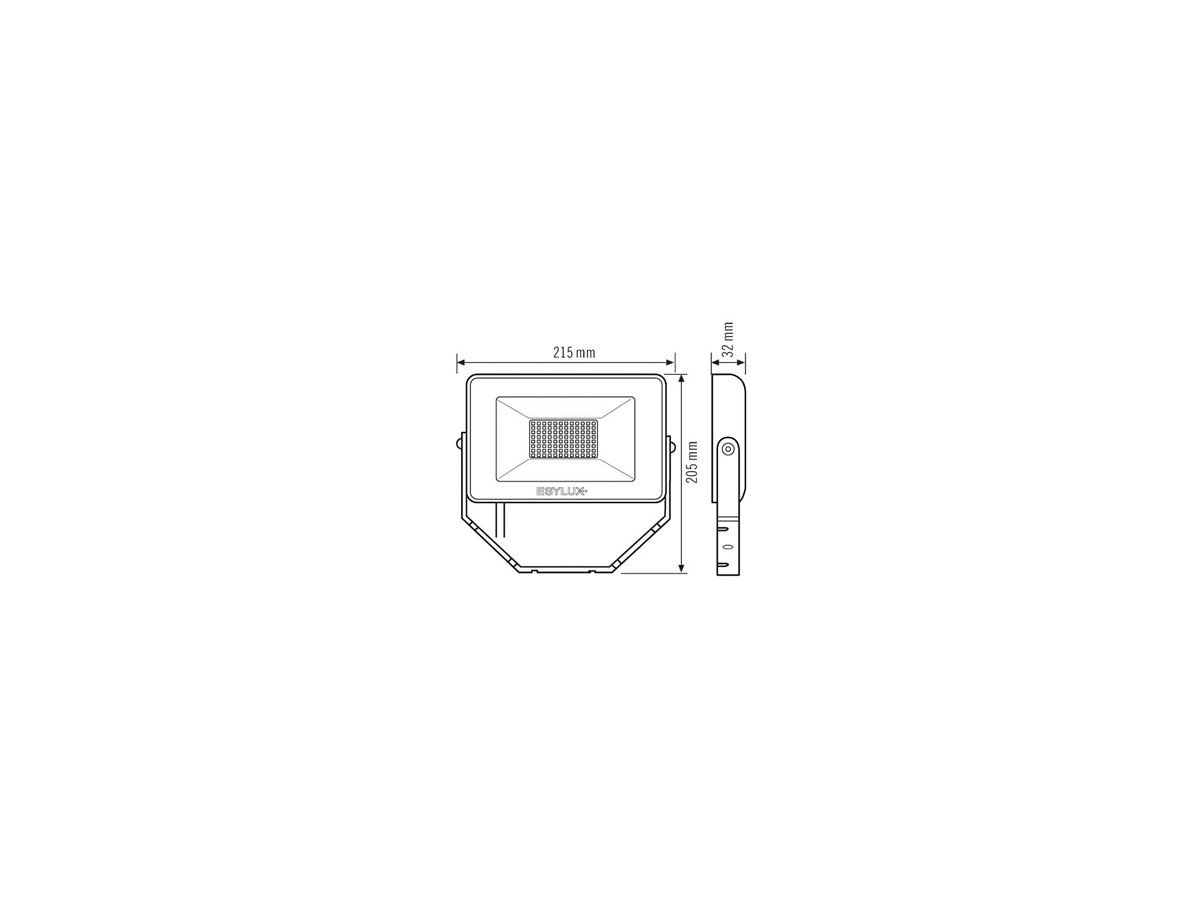 LED-Strahler ESYLUX OFL BASIC, 30W 3000K 3000lm 200×32×135mm IP65, schwarz