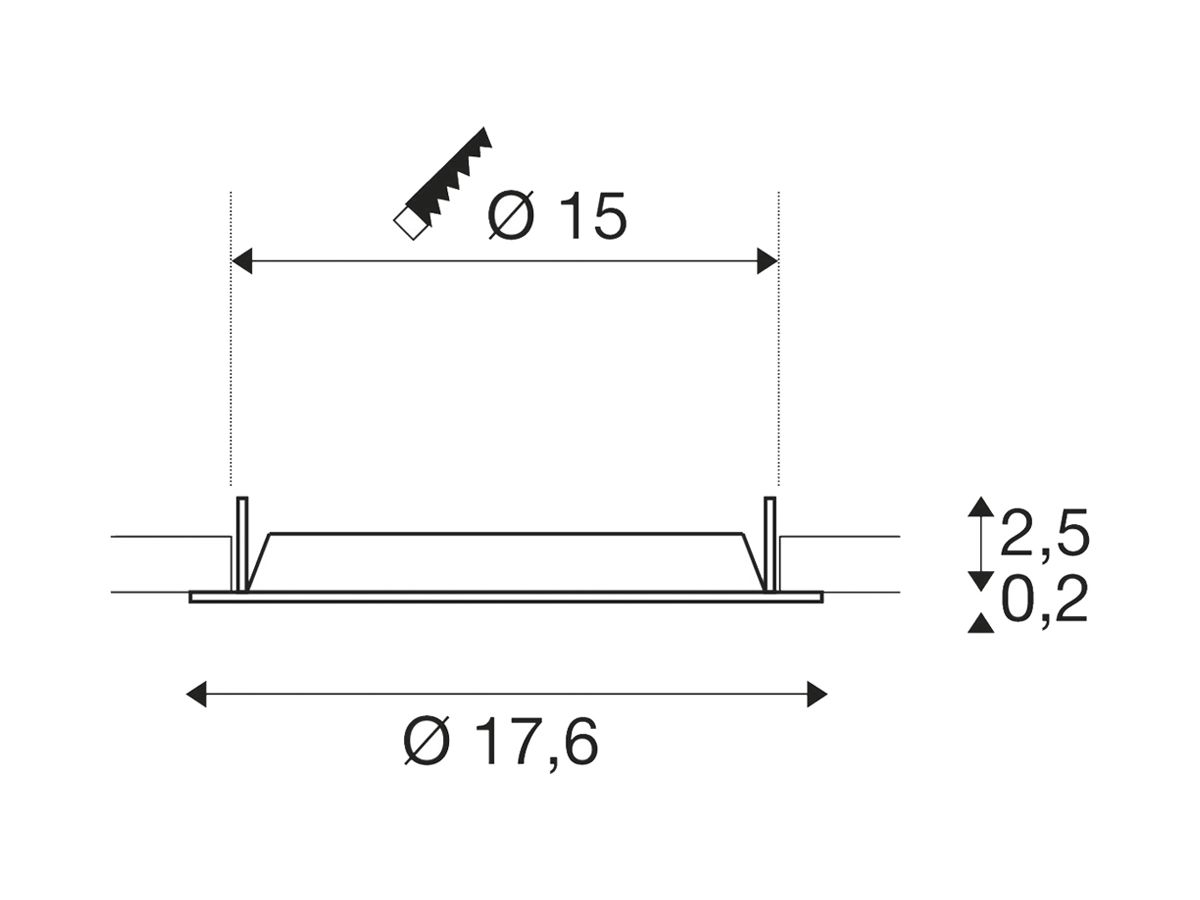 Einbaurahmen SLV DOWNLIGHT150 Kunststoff Ø176mm schwarz