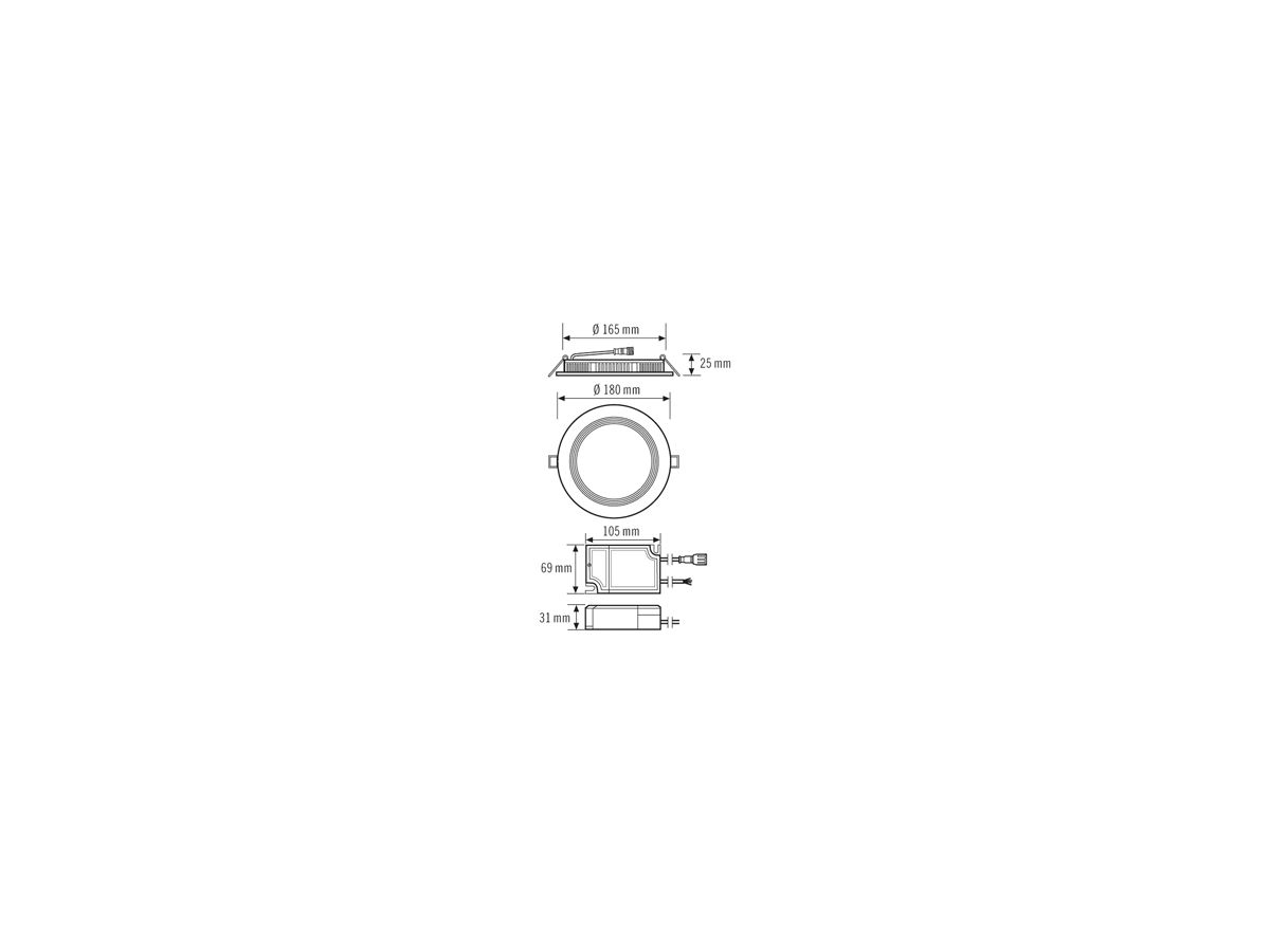 LED-Downlight ESYLUX ELSA-2 Ø180 DALI 9W 3000K, 850lm, weiss