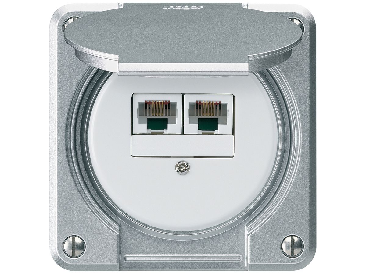 UP-Anschlussdose robusto IP55 aluminium 2×RJ45/u parallel für Kombination